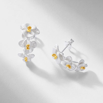 Moon Orchid Asymmetric Hand-Brushed Earring