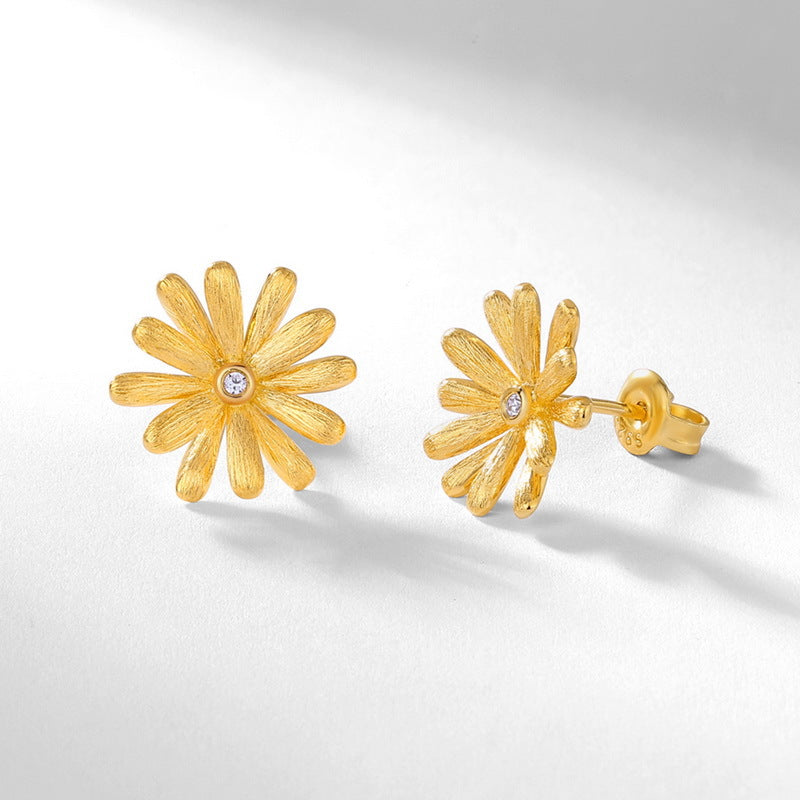 Daisy Handcrafted Brushed Stud Earring