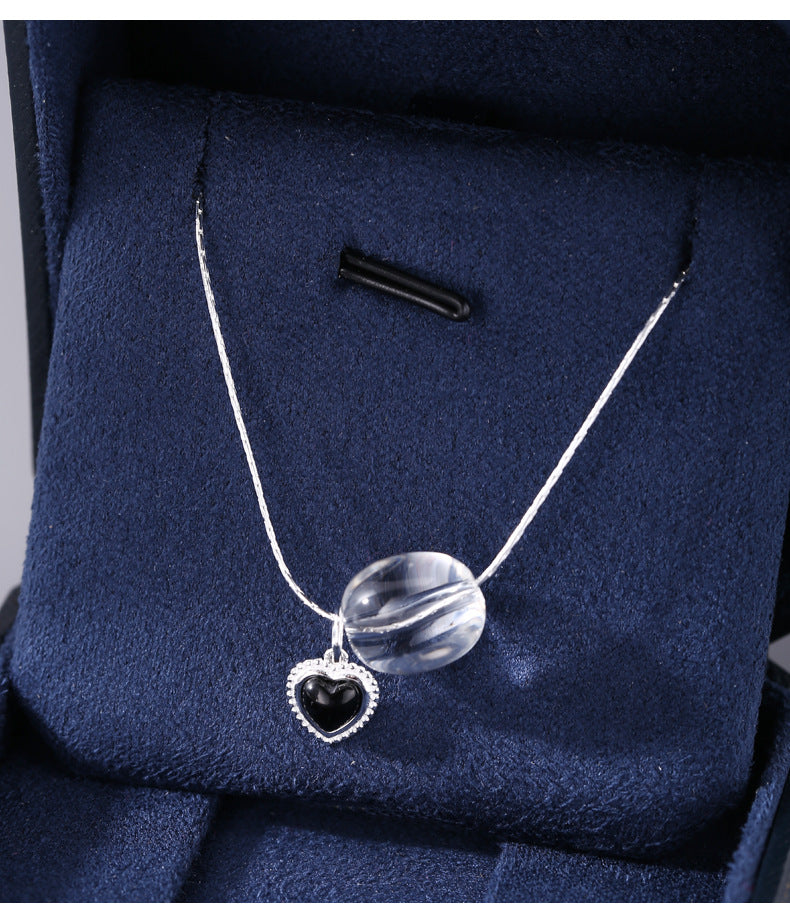 Elena Heart Onyx Crystal Necklace
