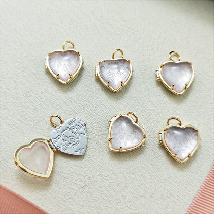 Rose Quartz Heart Locket Pendant Necklace