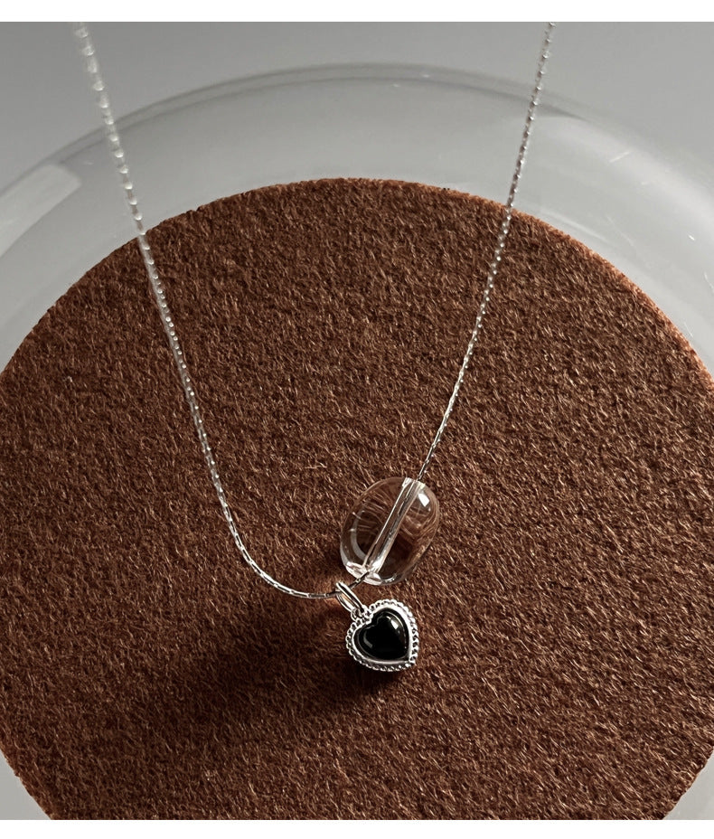 Elena Heart Onyx Crystal Necklace