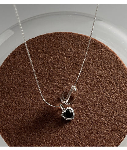 Elena Heart Onyx Crystal Necklace