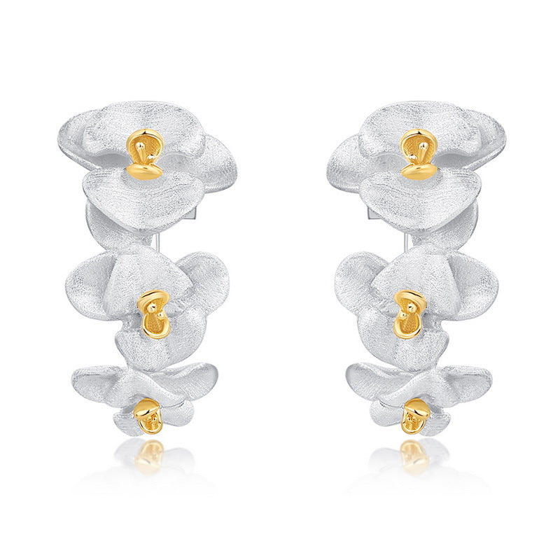 Moon Orchid Asymmetric Hand-Brushed Earring