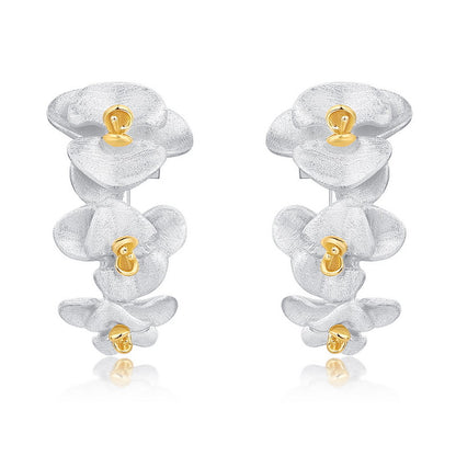 Moon Orchid Asymmetric Hand-Brushed Earring