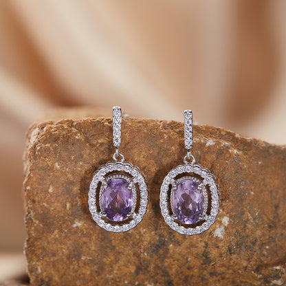 Aurélie Oval Gemstone Drop Earrings
