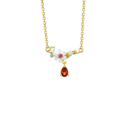 Rosalie Floral Garnet Necklace