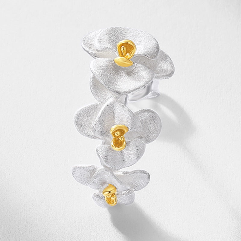 Moon Orchid Asymmetric Hand-Brushed Earring