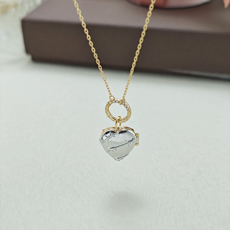 Rose Quartz Heart Locket Pendant Necklace