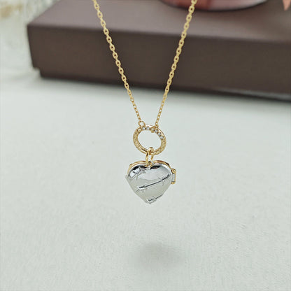 Rose Quartz Heart Locket Pendant Necklace