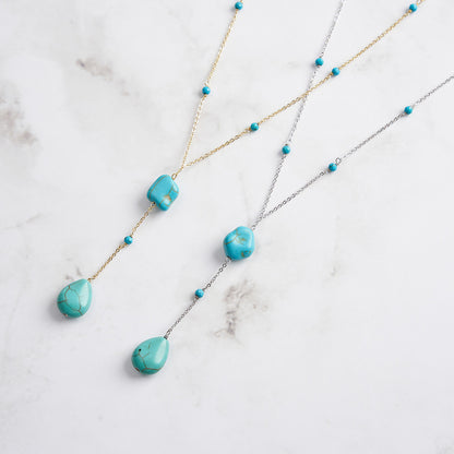 Turquoise Teardrop Y-Necklace