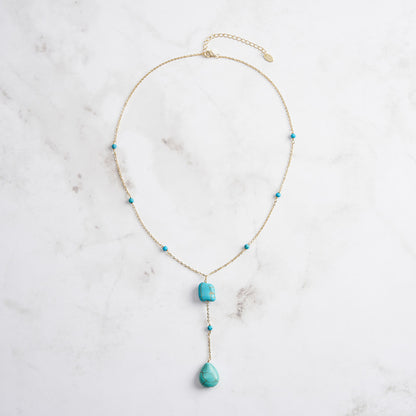 Turquoise Teardrop Y-Necklace