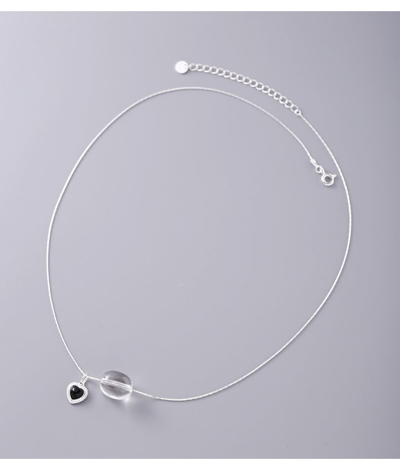 Elena Heart Onyx Crystal Necklace