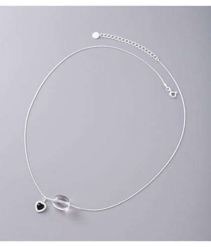 Elena Heart Onyx Crystal Necklace