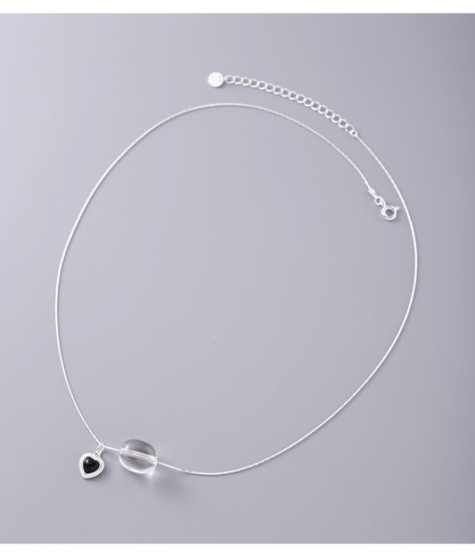 Elena Heart Onyx Crystal Necklace