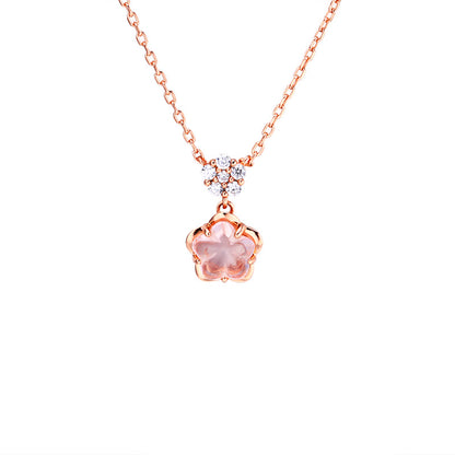 Blossom Rose Quartz Zircon Necklace