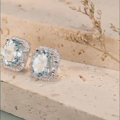 Celeste Cushion Gemstone Stud Earrings