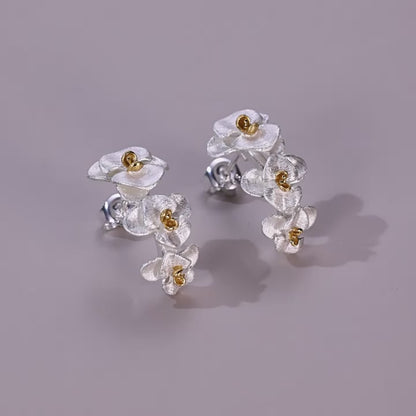 Moon Orchid Asymmetric Hand-Brushed Earring