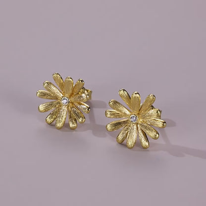 Daisy Handcrafted Brushed Stud Earring